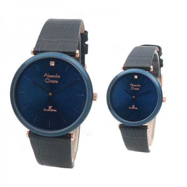 Alexandre Christie AC 8577 Rosegold Blue Ring Couple